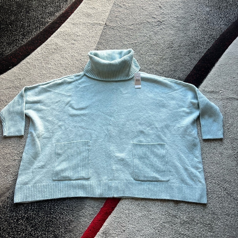 LOFT Mint Turtleneck Oversized Sweater